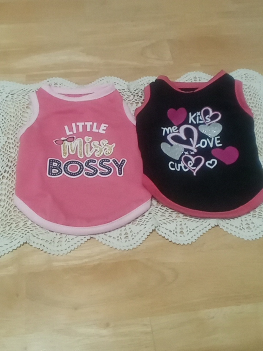Two nwot female doggie shirts, for teeny tiny dog